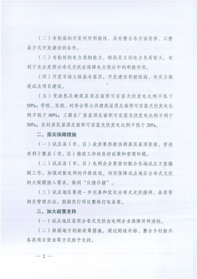 國家能源局綜合司關(guān)于報送整縣（市、區(qū)）屋頂分布式光伏開發(fā)試點方案的通知
